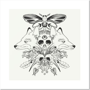 Fox, Autumn Leaves, Moths, Death, And Hummingbird Skulls Posters and Art